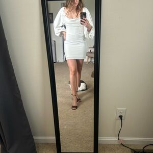 Princess Polly white sleeved mini dress size 4